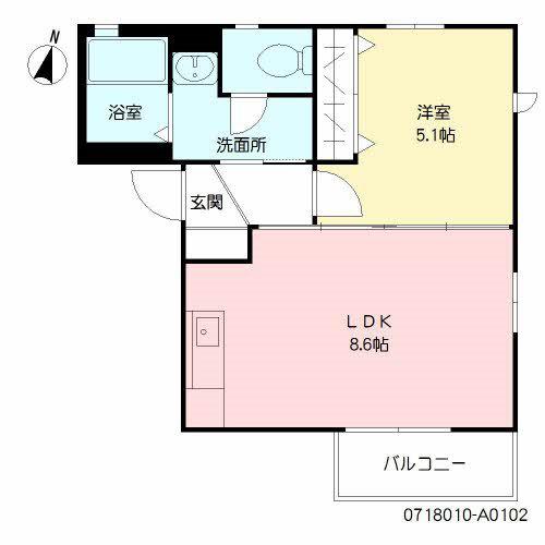 カーザ・デ・賀世(1LDK/1階)の間取り写真