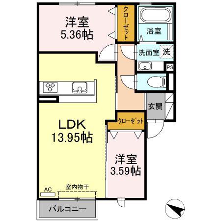 COZYマンション(2LDK/2階)の間取り写真