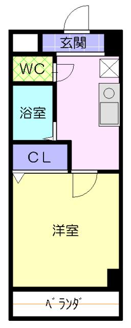 ソレイユ東海通(1K/4階)の間取り写真