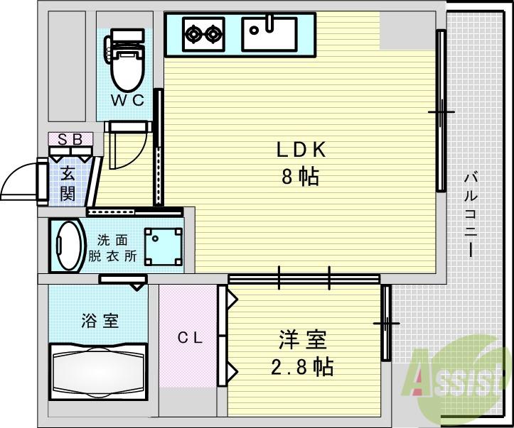 アドバンス江坂ラシュレ(1LDK/11階)の間取り写真