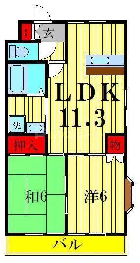 さくら館B棟(2LDK/1階)の間取り写真