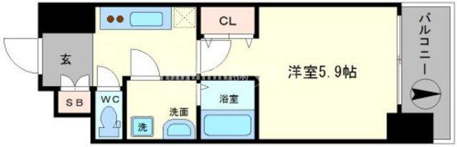 LC難波ブラン(1K/10階)の間取り写真