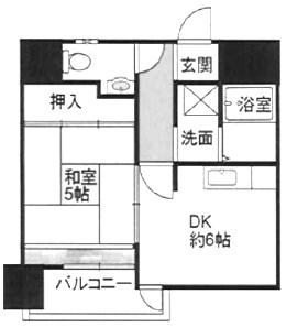 シロハイヌ尼崎(1DK/4階)の間取り写真