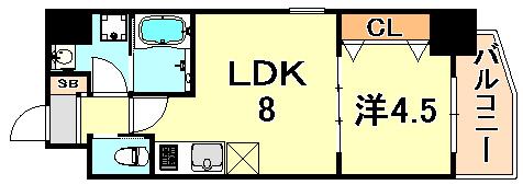 エステムコート三宮駅前IIアデシオン(1LDK/11階)の間取り写真
