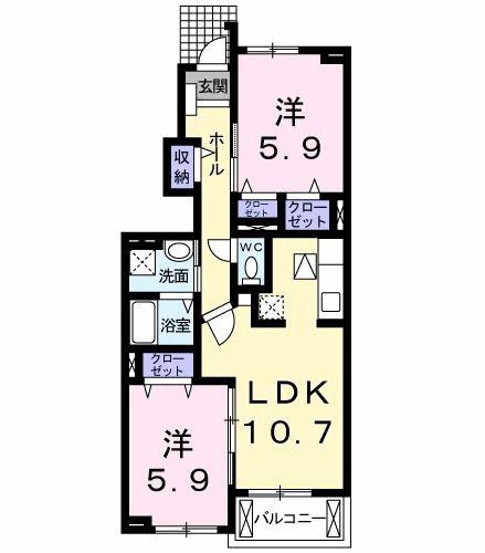 フィオーレ プラシード(2LDK/1階)の間取り写真