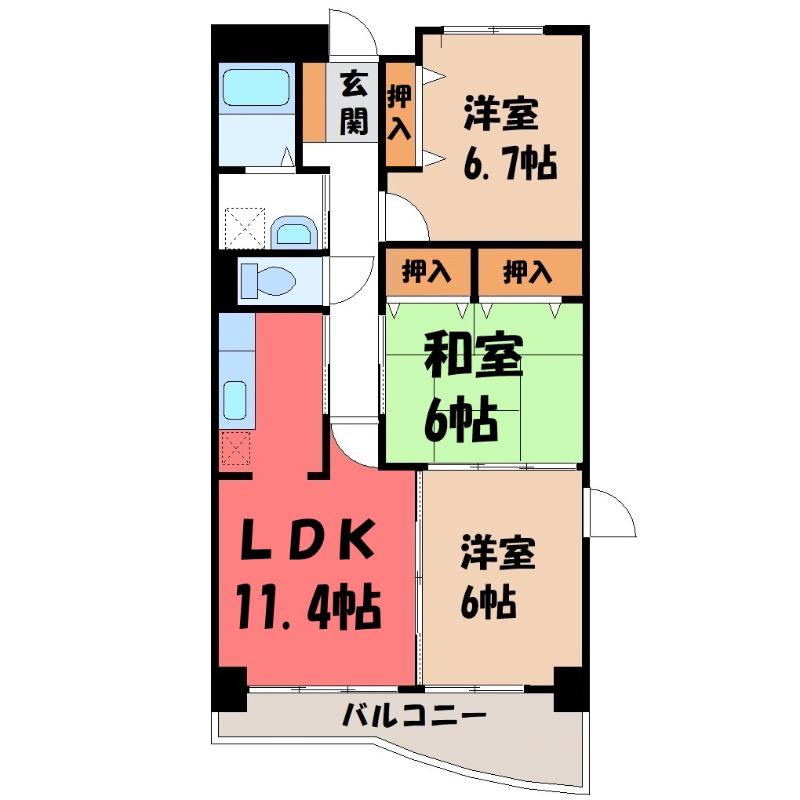 ピュア―双葉(3LDK/4階)の間取り写真