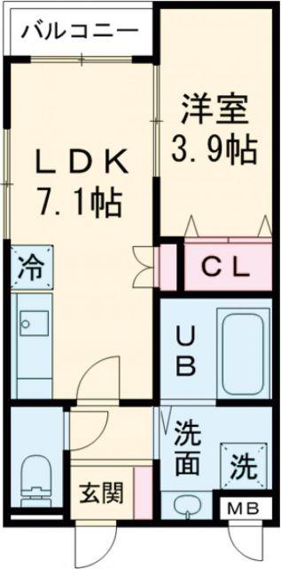 エレガンス藤井寺(1LDK/2階)の間取り写真