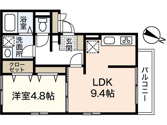 セントラルハイム尾長(1LDK/3階)の間取り写真