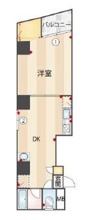 メインステージ入谷(1DK/5階)の間取り写真