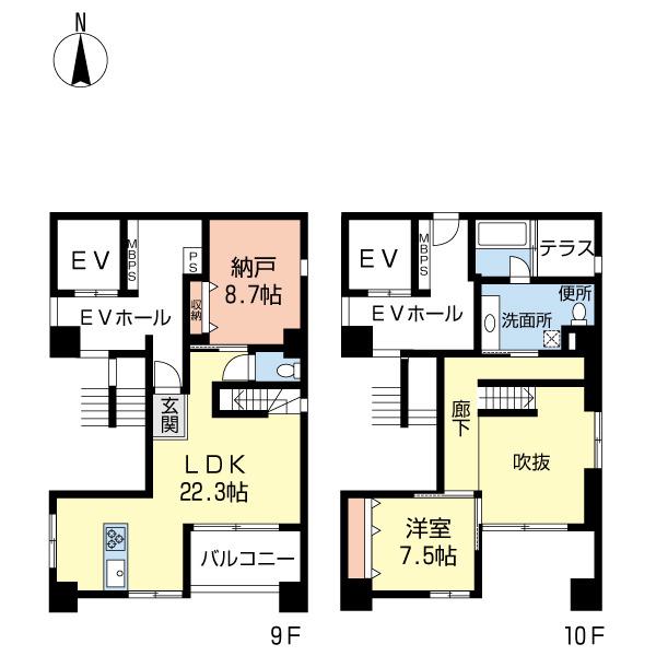 大須APARTMENT(1SLDK/9階)の間取り写真