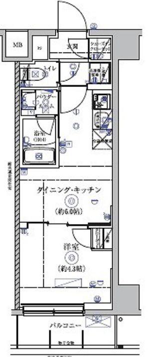 RELUXIA 亀戸(1DK/4階)の間取り写真