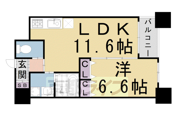 パレ朱雀門(1LDK/3階)の間取り写真