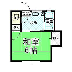 お茶屋町ハイツB(1K/2階)の間取り写真