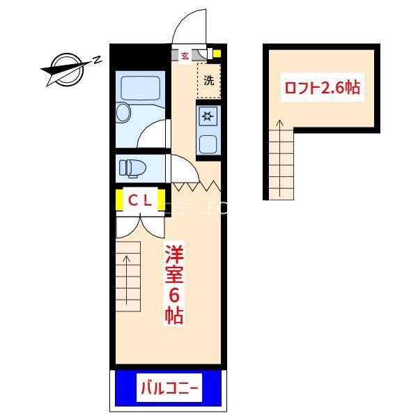 パシフィック国分1(1SK/1階)の間取り写真