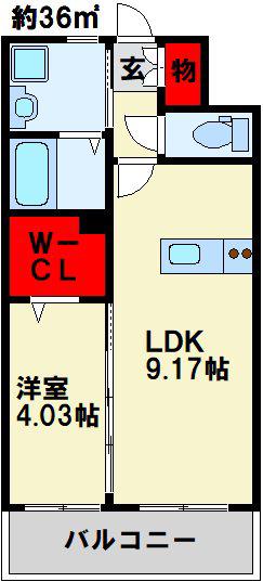 デザイナーズ ざ・片野(1LDK/6階)の間取り写真