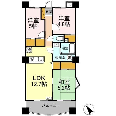 グリーンパークおゆみ野(3LDK/2階)の間取り写真