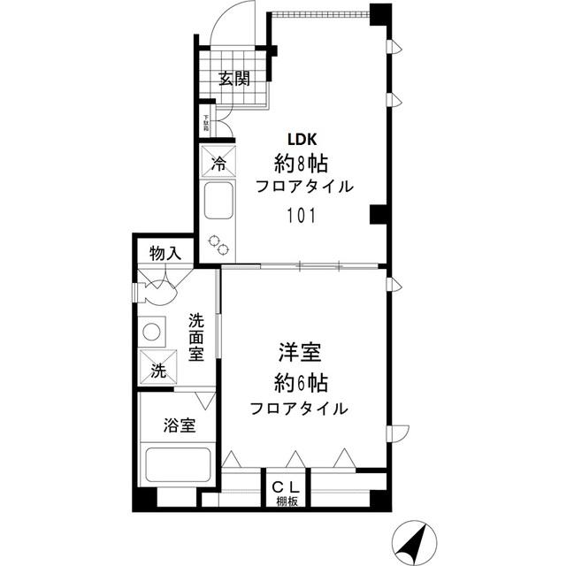 ヴィブレ荻窪(1LDK/1階)の間取り写真