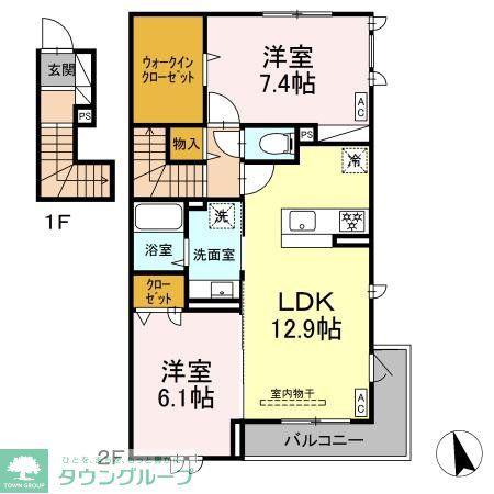 レジデンスK(2LDK/2階)の間取り写真