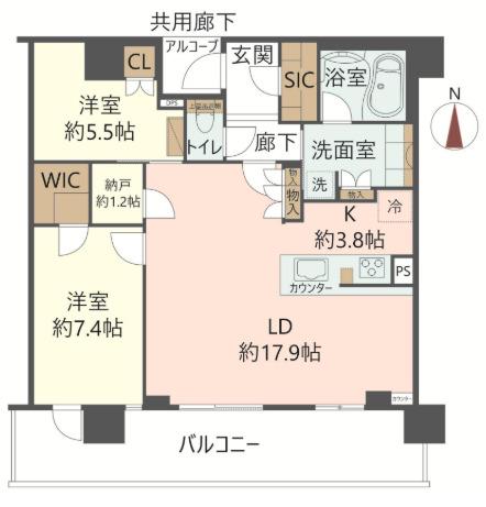 ジオタワー宝塚グランレジス(2SLDK/21階)の間取り写真