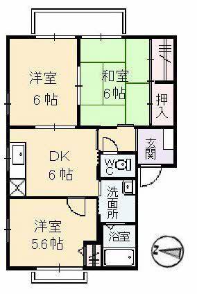 ハイツ相本II(3DK/2階)の間取り写真