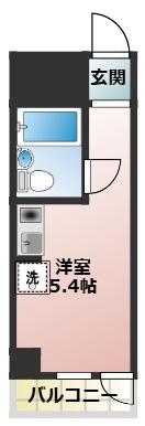 プラーズ南幸町Ⅰ(ワンルーム/8階)の間取り写真