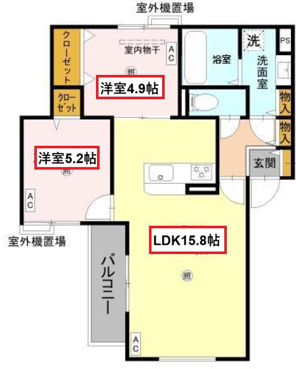 D-ROOM SUMIE イースト(2LDK/2階)の間取り写真