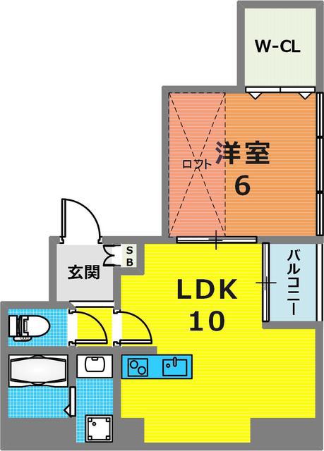 サンビルダーパールビル(1LDK/6階)の間取り写真