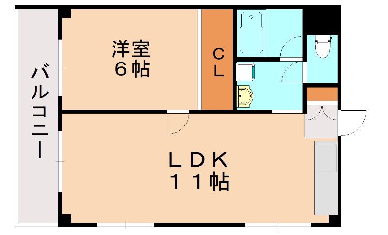 ユニティ足立(1LDK/3階)の間取り写真