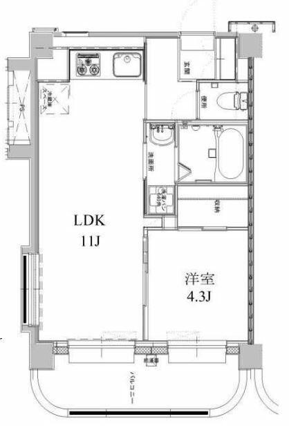三軒茶屋グリーンマンション(1LDK/8階)の間取り写真