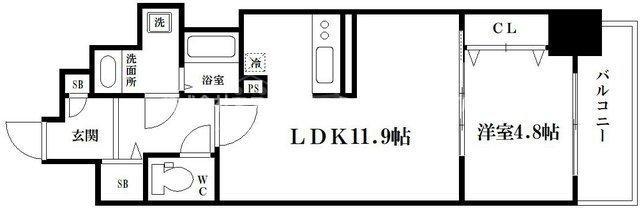 フォーリアライズ本町レクス(1LDK/6階)の間取り写真