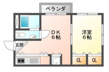 GRANT 24KRS(1DK/1階)の間取り写真