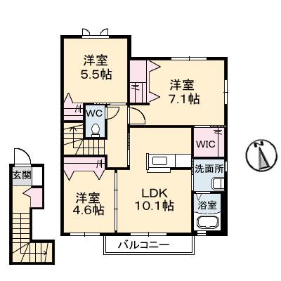 FEERIQUE A棟(3LDK/2階)の間取り写真