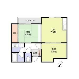 エアロプレーンI(2DK/2階)の間取り写真