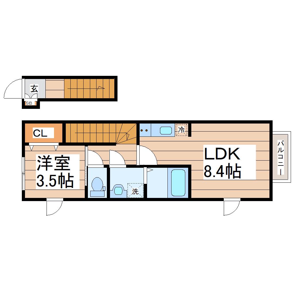 シエル宮町I(1LDK/2階)の間取り写真