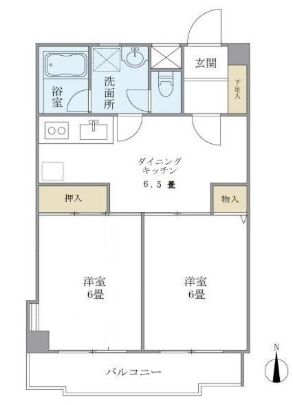 ツインアベニューA(2DK/2階)の間取り写真