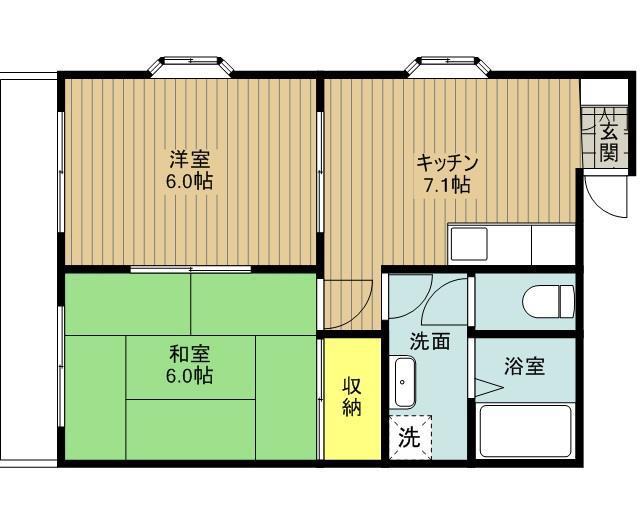 コーポタナカII(2DK/2階)の間取り写真