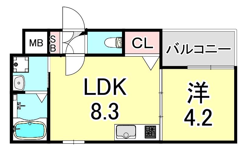 THE RESIDENCE 大庄西町(1LDK/1階)の間取り写真