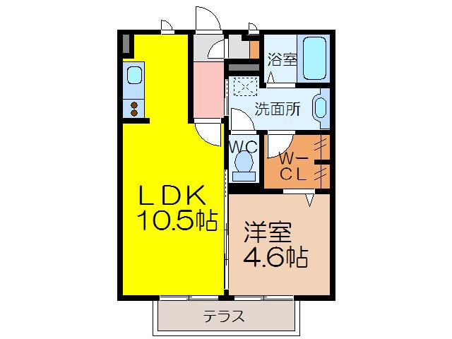 アビタシオン(1LDK/1階)の間取り写真