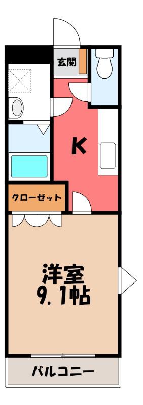 フィアブラット(1K/1階)の間取り写真