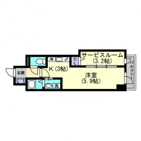 PARK GRANDE 蕃山(1SK/9階)の間取り写真