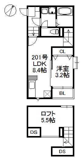 エムグランツ箱崎東 489(1LDK/2階)の間取り写真