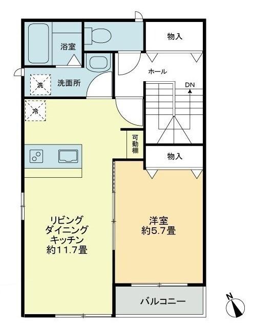 ベルリード栗林A(1LDK/2階)の間取り写真