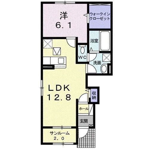 南相馬 YA COURT II(1LDK/1階)の間取り写真