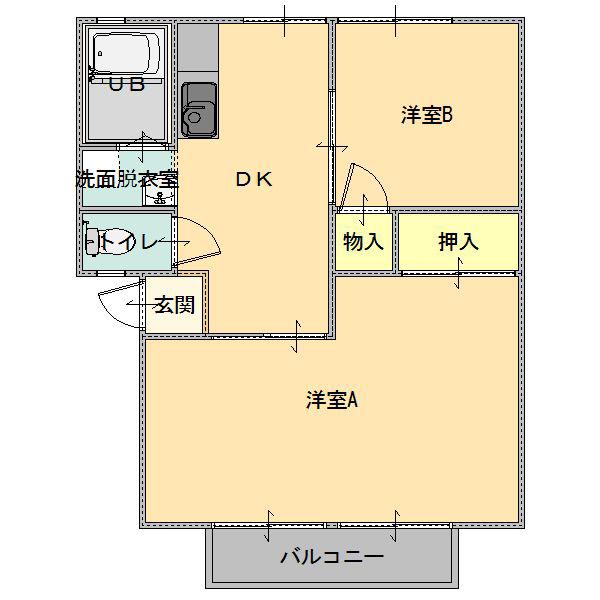 CREST COURT(2DK/2階)の間取り写真