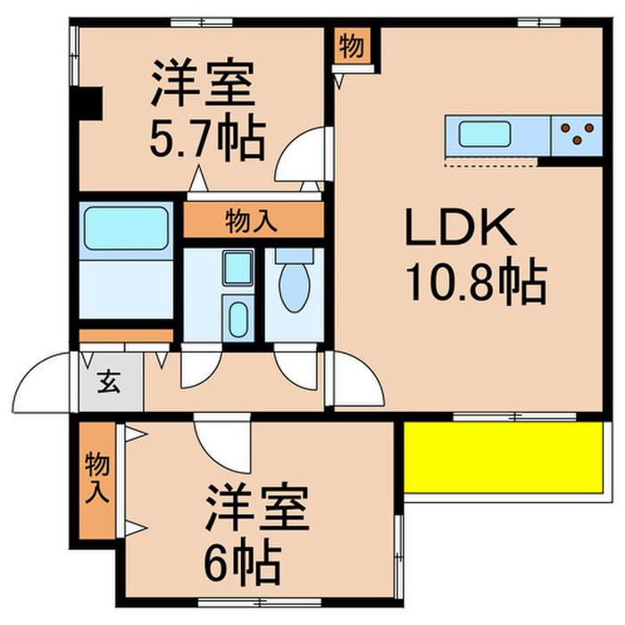 第3バロン(2LDK/2階)の間取り写真