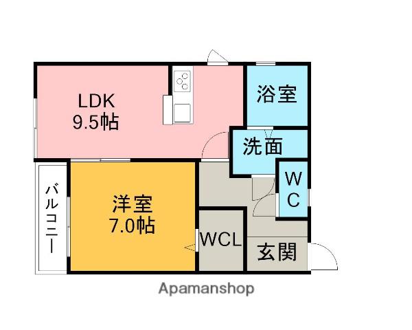 ドミール塩浜 C棟(1LDK/2階)の間取り写真