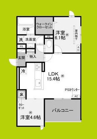 エクレール沢之町(2LDK/3階)の間取り写真