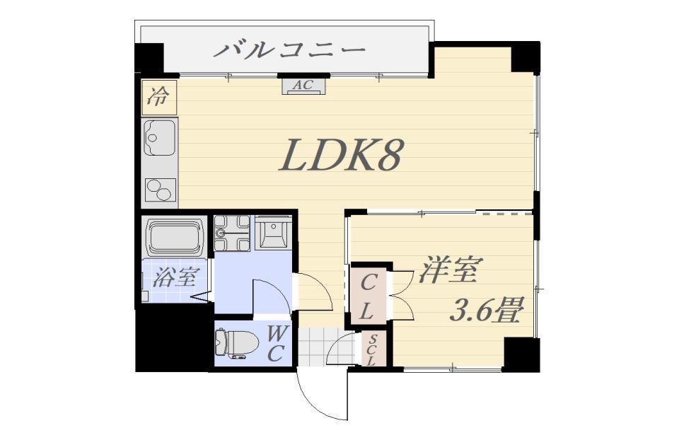 前野ビル(1LDK/4階)の間取り写真