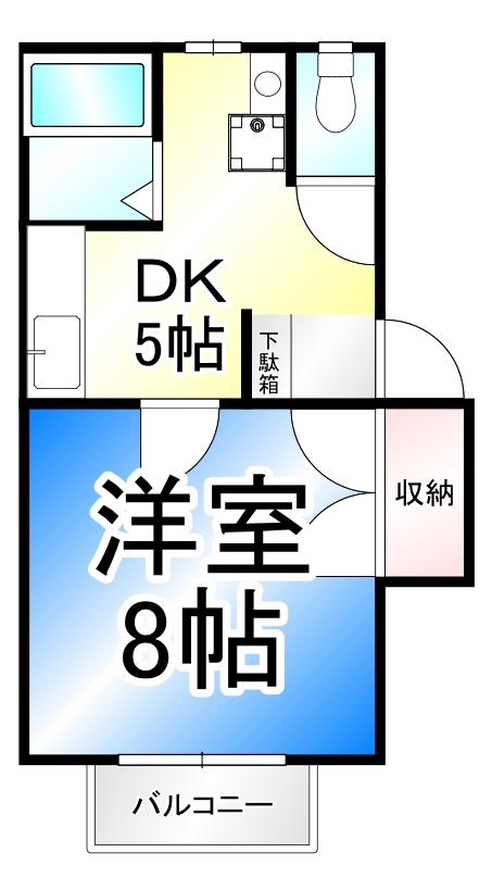 ラフォーレ三輪(1DK/2階)の間取り写真