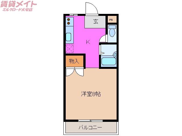 プレジール多比鹿(1K/2階)の間取り写真